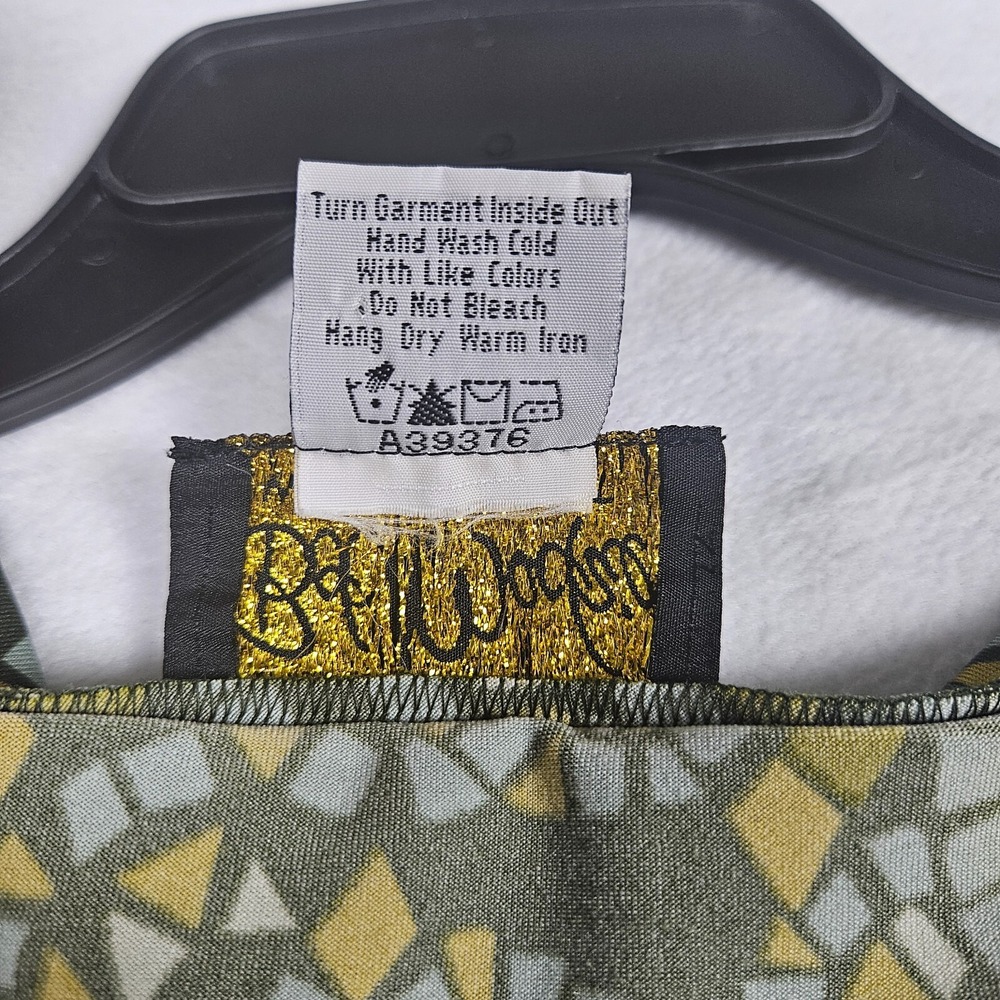 Bob Mackie Wearable Art Mosaic Print Long Sleeve Top Women's‎ M Green Stretch - Picture 4 of 8